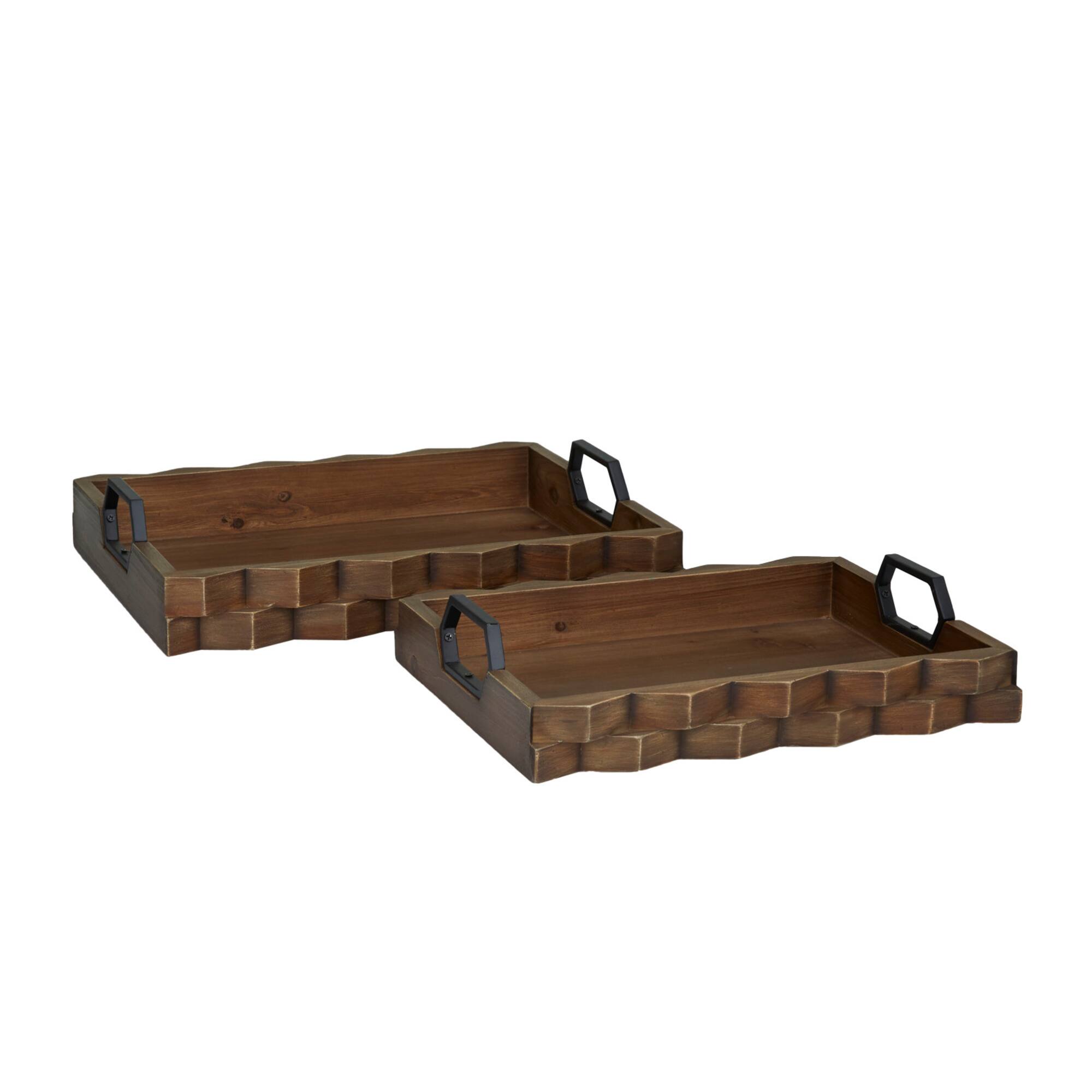 Dark Brown Modern Tray, Set of 2" 14", 16"